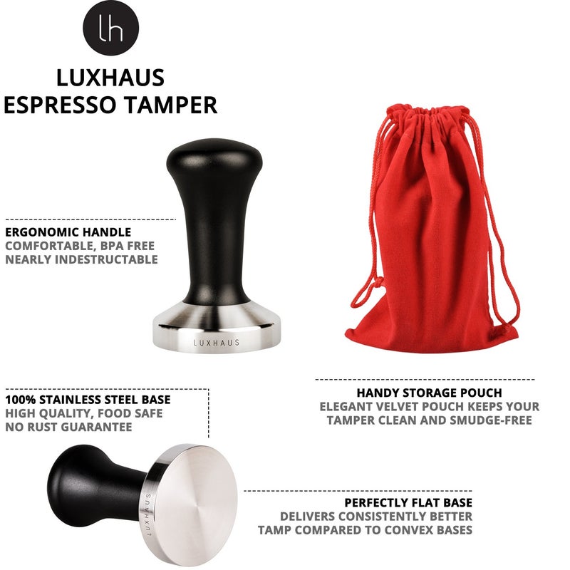 LuxHaus 49mm Espresso Tamper - Premium Barista Coffee Tamper with 100% Flat Stainless Steel Base - Image 3